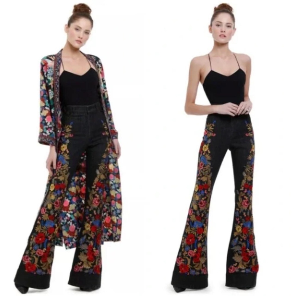 Alice and Olivia flower jeans
